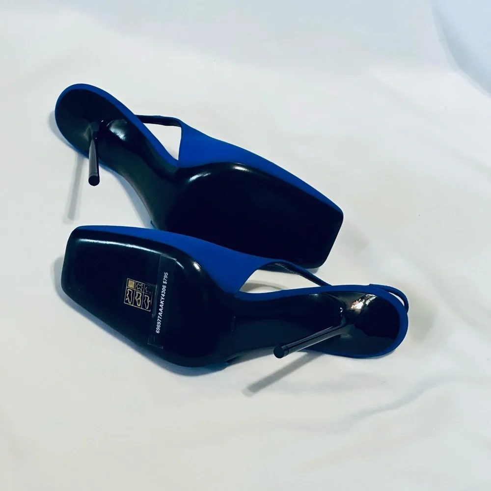 Saint Laurent YSL Satin Slingback Heels - Picture 11 of 12